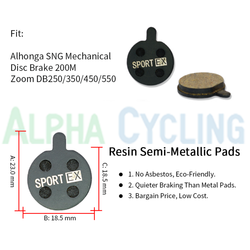 Pastilhas de freio a disco de bicicleta mtb para zoom db série e db um paquímetro, 18mm od, 4 pares, esporte ex classe, resina
