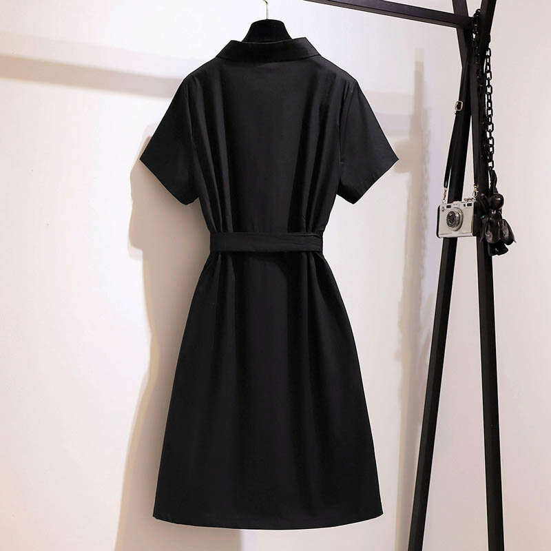 Vestido asimétrico a cuadros para mujer, traje de verano con muescas y cintura de 150Kg, busto de 150cm, 5XL, 6XL, 7XL, 8XL, 9XL, color negro