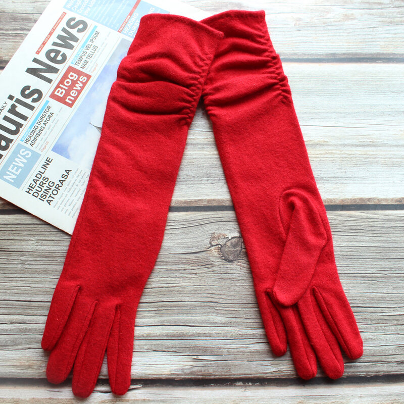 Gants longs en cachemire pour femme, gants chauds, couleur avec élasticité, mode hiver, Bickmods, neufs