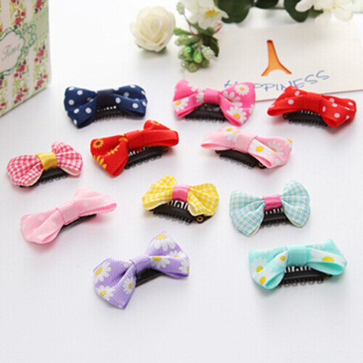 10Pcs/lots Candy Color Baby Mini Small Bow Hair Clips Safety Hair Pins Barrettes for Children Girls Kids Hair Accessories