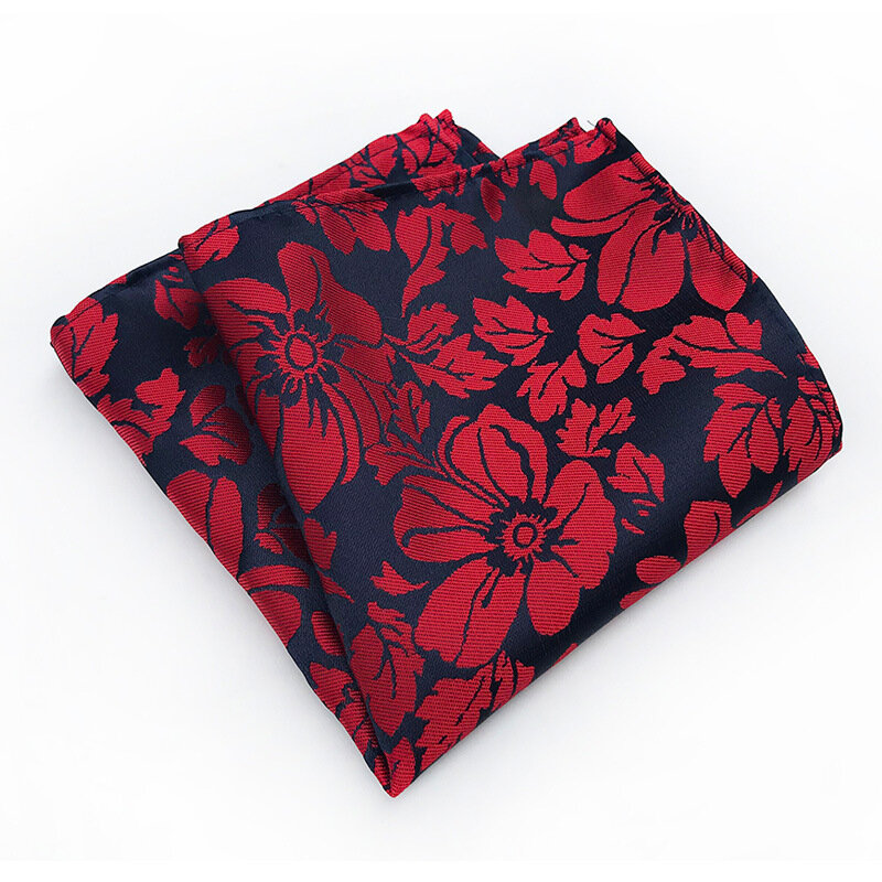 Luxury Men's Handkerchief Flower Floral Printed Hankies Silk Polyester Hanky Business Pocket Square Chest Towel 25*26CM