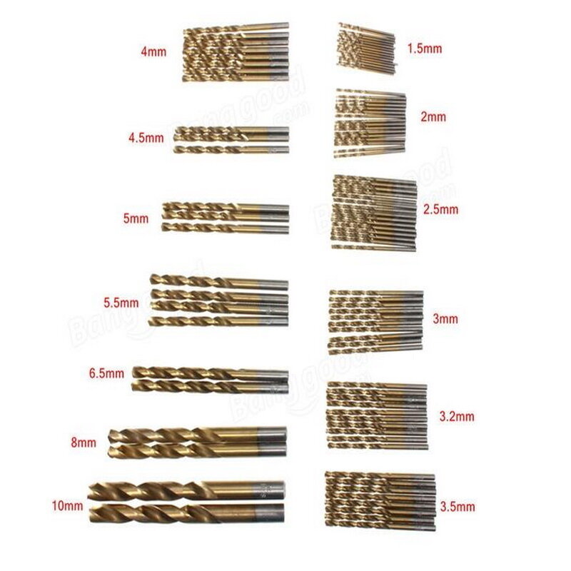 Brocas helicoidales para decoración del hogar, 99 piezas, vástago recto de 1-10mm, HSS4241, para hierro, aluminio, madera y plástico