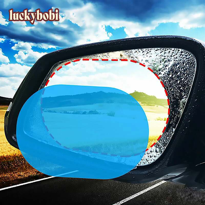 2 Pcs Car Rainproof Clear Film Rearview Mirror Protective Anti Fog Waterproof Film Auto Sticker Accessories 95x95mm 100x145mm