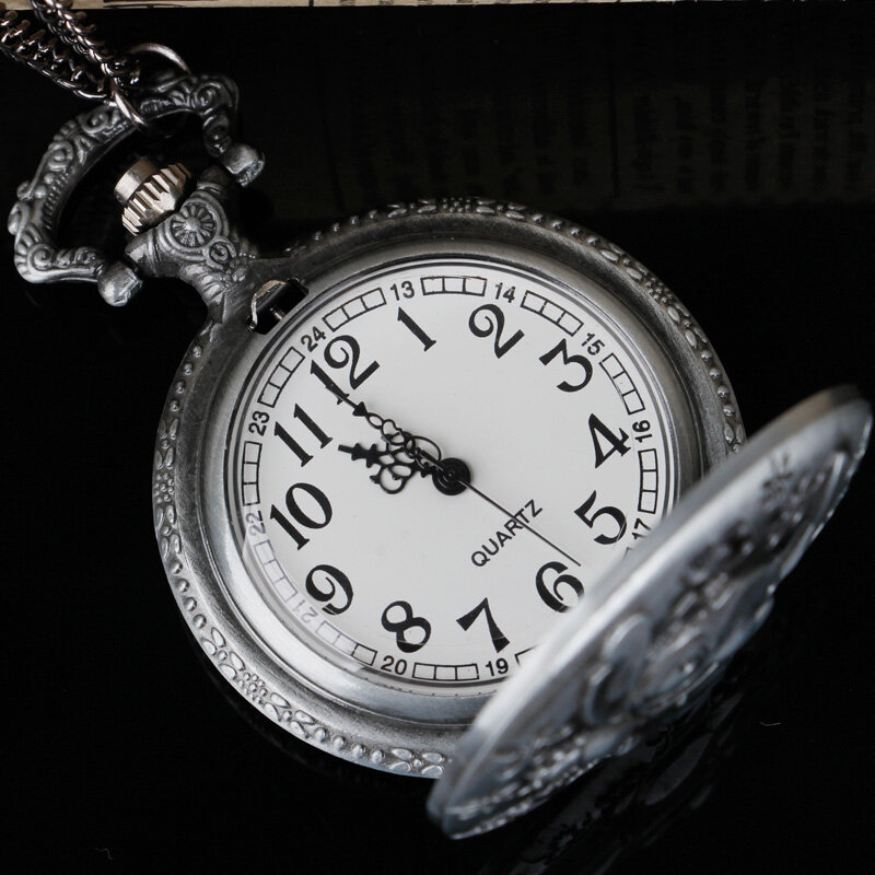 Бронзовые/серые ретро кварцевые карманные часы Тема игры с ожерельем цепочка подвеска часы Fob часы подарок для детей