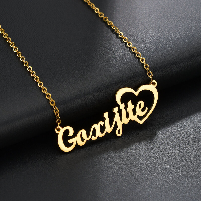 Atoztide Fashion Custom Name Stainless Steel Necklaces Personalized Jewelry Chain Crown Heart Butterfly Necklace for Women Gifts