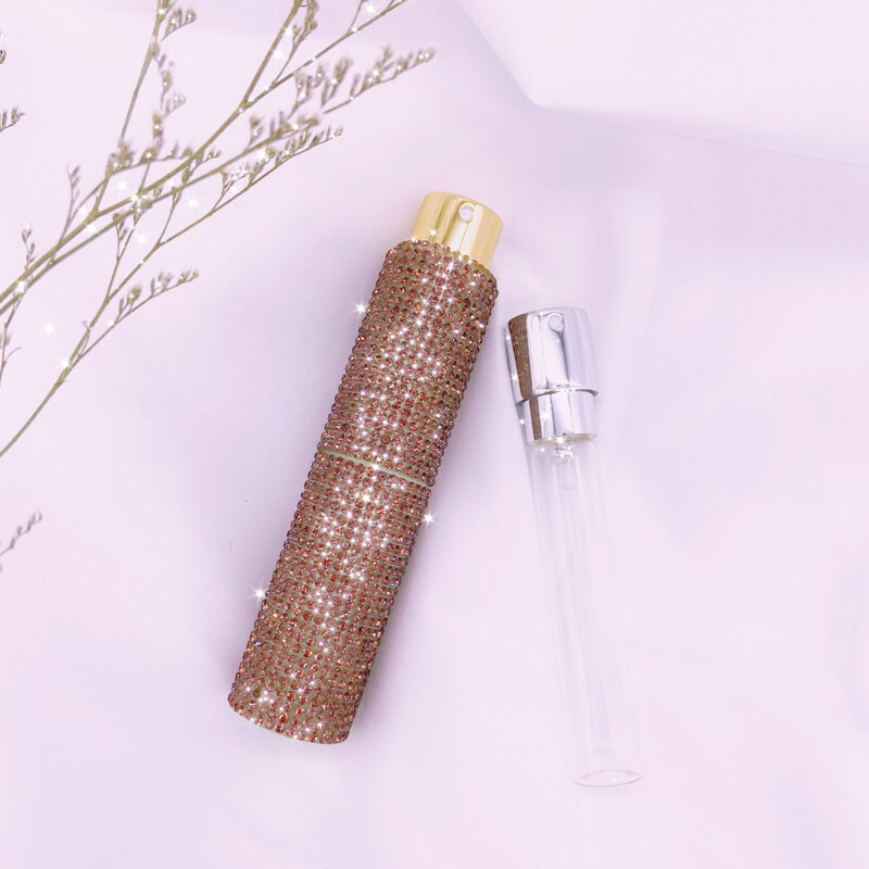 Dinorag-botella de Spray para Perfume, envase vacío con diamantes de imitación para viaje, hecho a mano, Perfume de lujo personalizado, 10ml