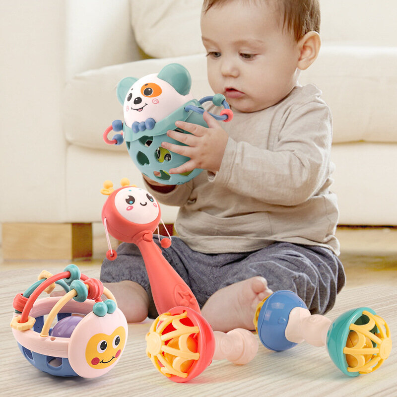 พัฒนาการเด็กของเล่น0 6 12เดือนทารกแรกเกิดอุปกรณ์เสริมซิลิโคน Teether Rattle Sensory เด็กเกมของเล่นสำหรับทารก1ปี