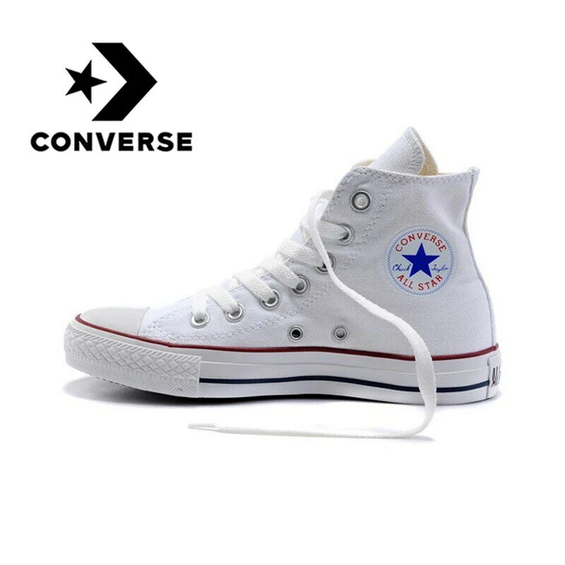 Original authentique Converse ALL STAR classique haut unisexe chaussures de skate à lacets résistant toile chaussures blanc 101009
