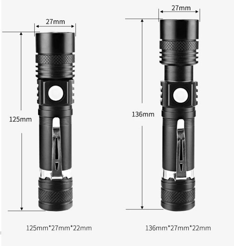 الترا برايت T6/L2/V6 مصباح ليد جيب XP-L LED حبيبات مصباح مستديرة متفاوتة الأحجام مقاوم للماء الشعلة زوومابلي 4 طرق الإضاءة 18650 بطارية USB شحن