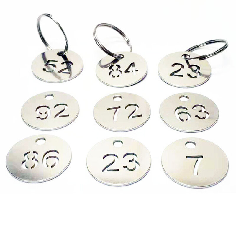 PARETO 23mm Number Tag Stainless Steel Key Chain Key Ring Keyring Keychain Dog Tag Custom 10 pcs/bag