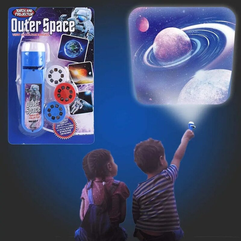 Linterna de proyección con patrón de espacio exterior para niños, proyector para niños, rompecabezas de interacción entre padres e hijos, juguete luminoso de educación temprana