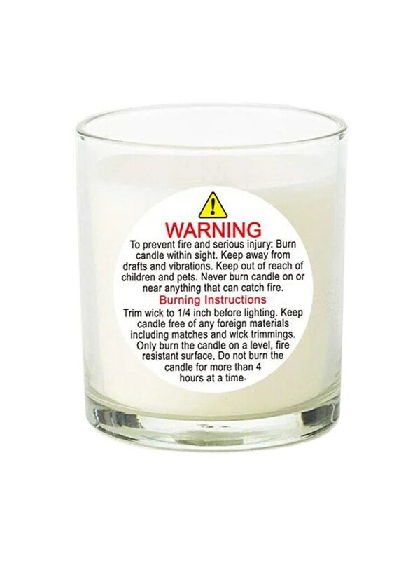 Etiquetas de advertencia para velas, pegatinas para contenedores de tarros de 504 pulgadas, etiquetas de seguridad impermeables, calcomanías para velas, 1,5 Uds.