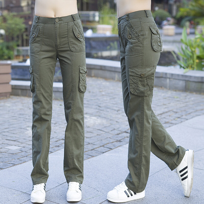Pantalones Cargo informales para mujer, pantalón completo, estilo moderno, novedad