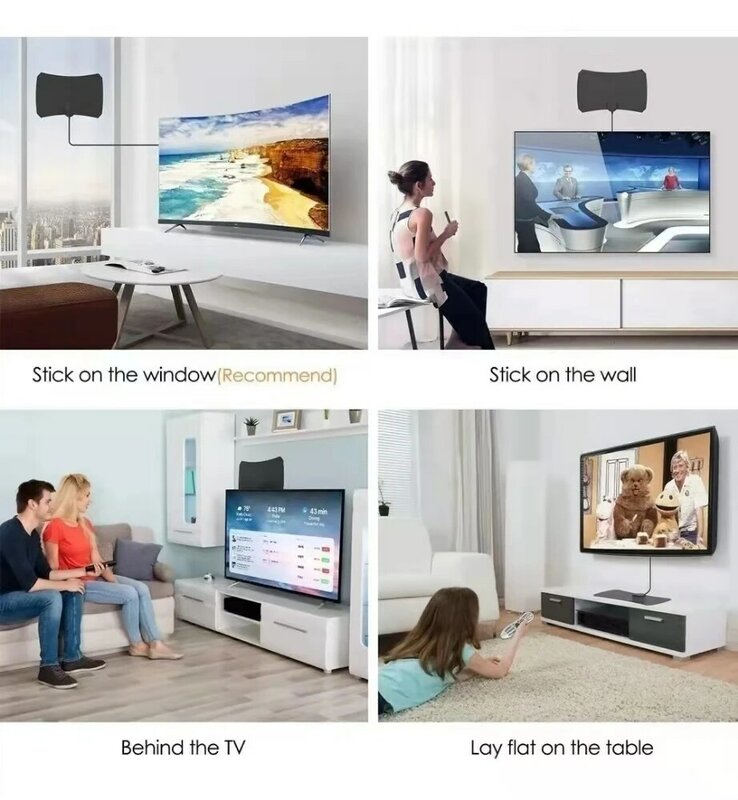 Mijl-antena digital de Tv para interiores, amplificador de señal, DVB-T2, Hdtv, isdb-tb, satélite, Ontvanger, 1800
