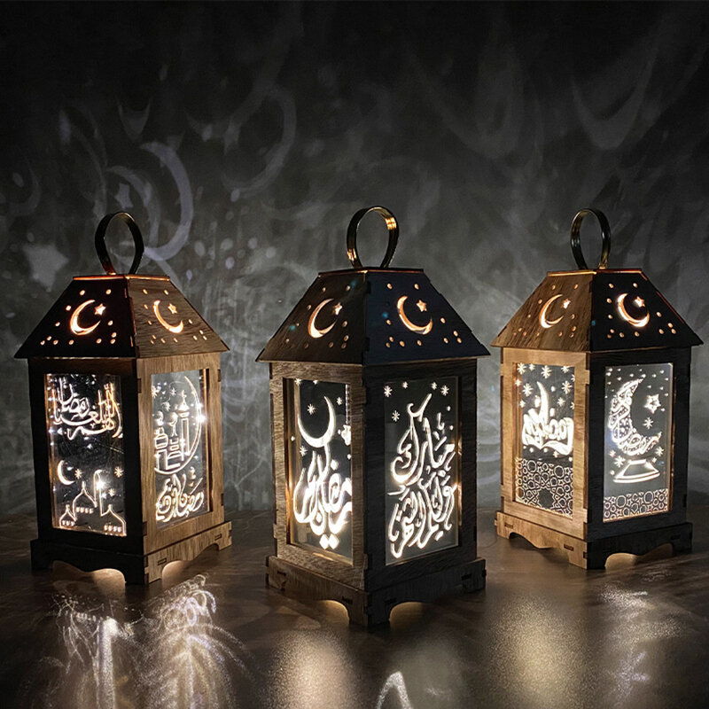 Ramadan Lantaarn Lamp, 25Cm Lang, Led Lichten Lantaarn Ornamenten Moslim Feest Hangende Decoratie, Festival Licht Voor Moslim