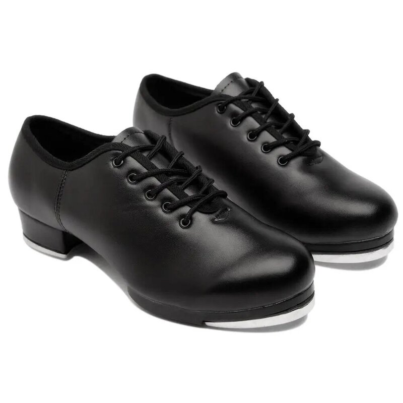 Material de couro Tap Shoes Mulheres Split Sole Jazz Sapateado Sapatos de Dança Adulto/Unisex Lace Up Mulheres Sapateado Sapatos Dança Sapatos