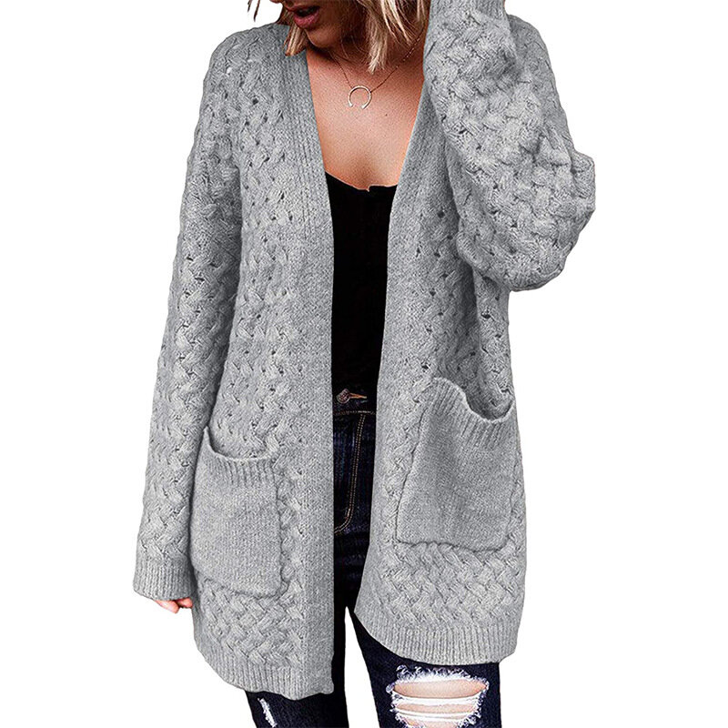 Cárdigan de invierno para mujer, suéter de cachemira de manga larga con cuello de pico, jerséis de punto, abrigo, 2021