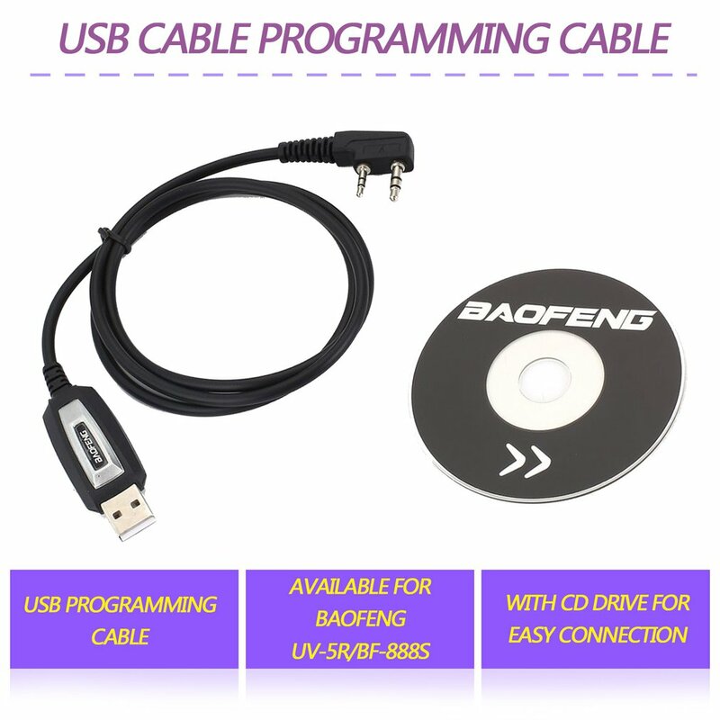 USB Кабель для программирования/шнур CD-драйвер для ручного приемопередатчика Baofeng, для ручного приемопередатчика, для Baofeng, 1/2/1/2/1/2/1
