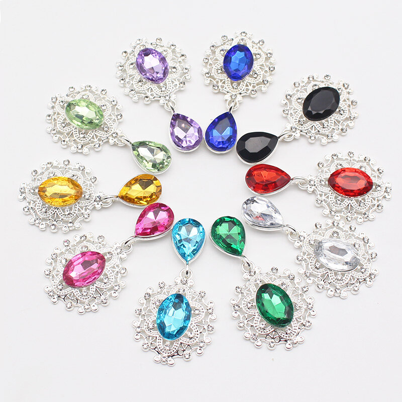 NDelicate Shining Brooch 45*25mm 10Pcs/Set Crystal Accessories Fashion Gorgeous Wedding Invitation Holiday Creative Decoration