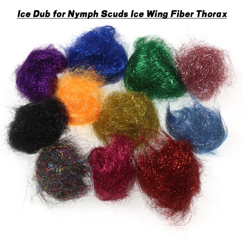 Wifreo 2Bags Fly tying Ice Dub Scud Dub for Nymph Scuds Ice Wing Fiber Thorax Material Flash Sparkle Addding Blending Material