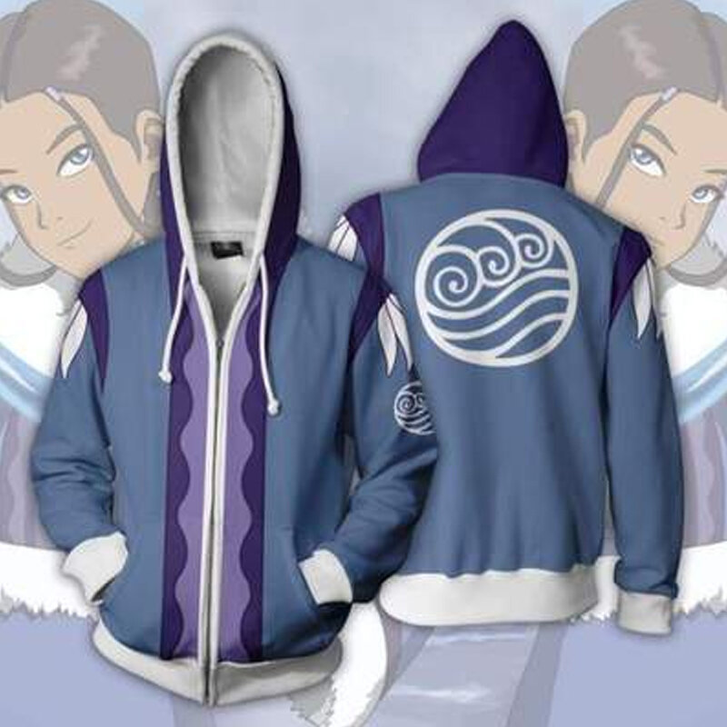 Sweat à capuche zippé imprimé Avatar: le dernier maître de l'air pour hommes et garçons, manteau en polyester 3D, veste à capuche Hip Hop, haut de printemps et d'automne, 2021