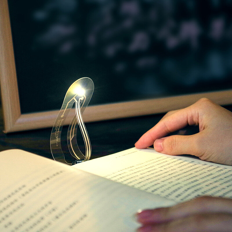 Mini Portabel Lampu Pembatas Buku Ultratipis Persediaan Alat Tulis Kreativitas Kawaii LED Lampu Baca Buku Lampu Meja