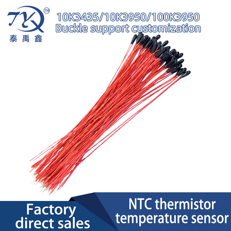 MF52B termistor NTC Sensor de temperatura B3435 B3950 10K 100K 50mm 60mm 70mm 80mm 100mm resistencia rojo