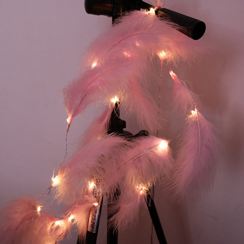 عيد الميلاد Led قطاع ضوء ريشة سلسلة ضوء الجنية ستار مصابيح الأسلاك النحاسية لغرفة النوم غرفة المعيشة رومانسية الديكور مصباح