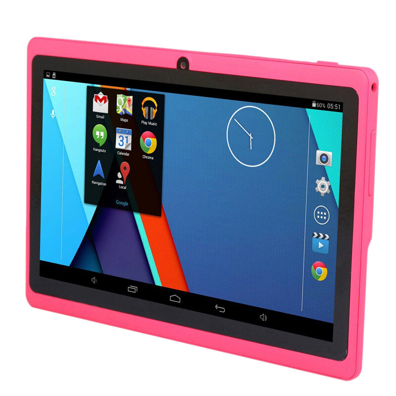 7 Cal dla dzieci Tablet Android czterordzeniowy podwójny aparat WiFi edukacja gra na prezent dla chłopców dziewcząt, różowy