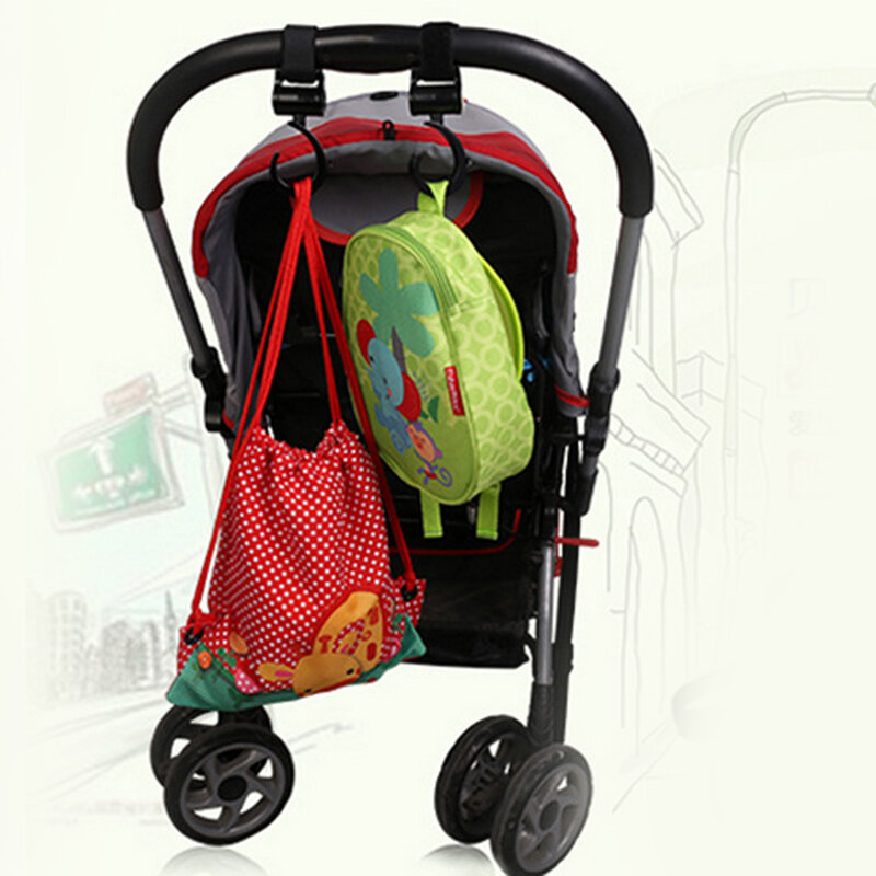 2 pçs/set carrinho de bebê ganchos de carrinho de bebê girar 360 saco de fraldas cabide bebê crianças atividade engrenagem acessórios
