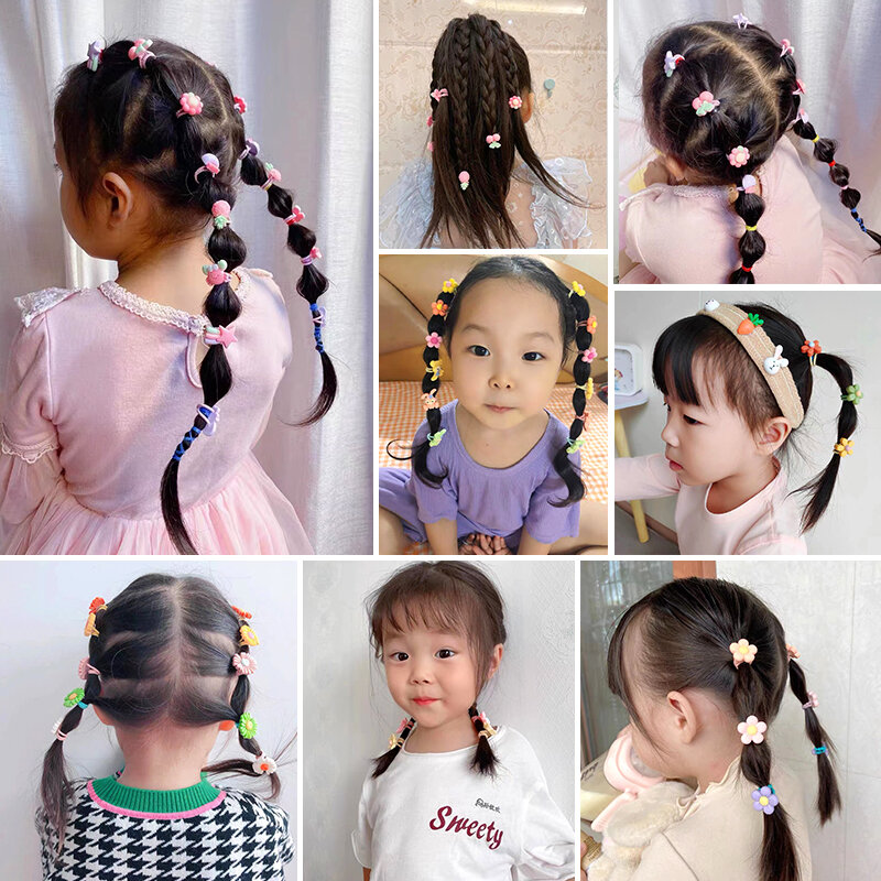 10 pçs/set meninas bonito faixas de cabelo elástico banda de borracha headwear acessórios para o cabelo crianças dos desenhos animados animais bandana ornamentos presente