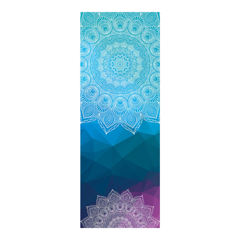 Tapete de yoga de 183*63cm., toalha absorvente de suor e antiderrapante estampada para academia, pilates e meditação.