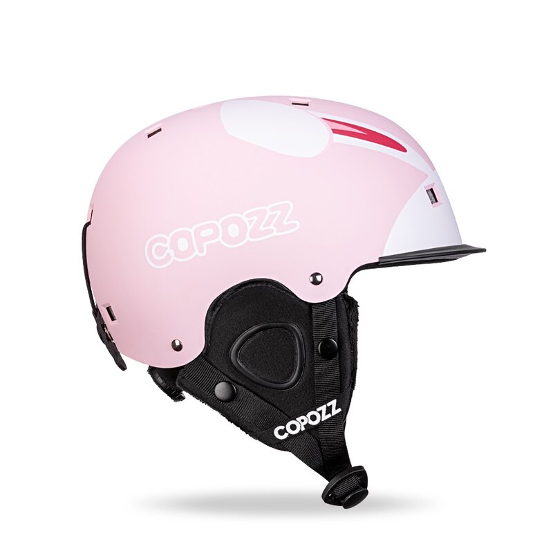COPOZZ-casco de esquí de dibujos animados para niños, protección de seguridad moldeada integralmente para esquí al aire libre, equipo de esquí