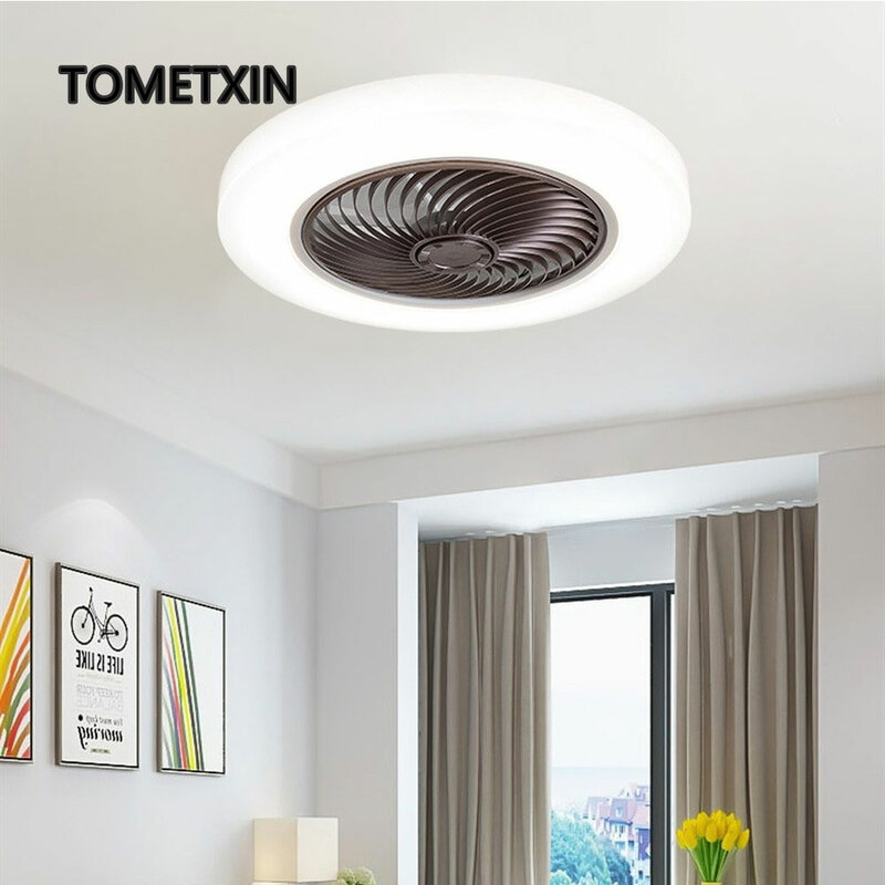 46 52cm inteligente led ventiladores de teto com luzes controle remoto quarto decoração ventilador lâmpada ar invisível wifi bluetooth silencioso