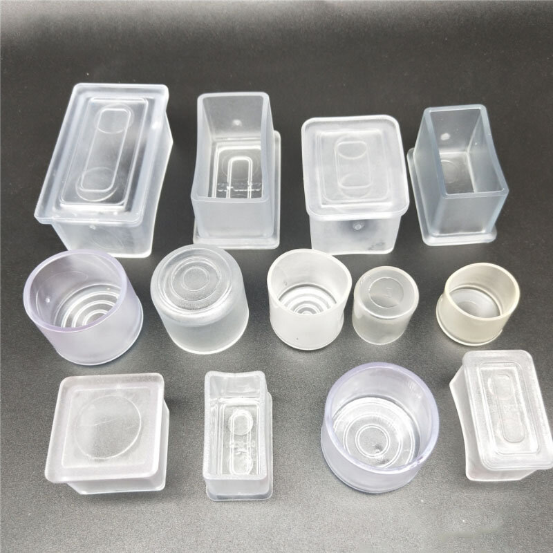 2/4/8Pcs Square/Round Transparent Table Chair Feet Stick Cover Clear Tube Pipe End Caps Anti Skid Furniture Protector