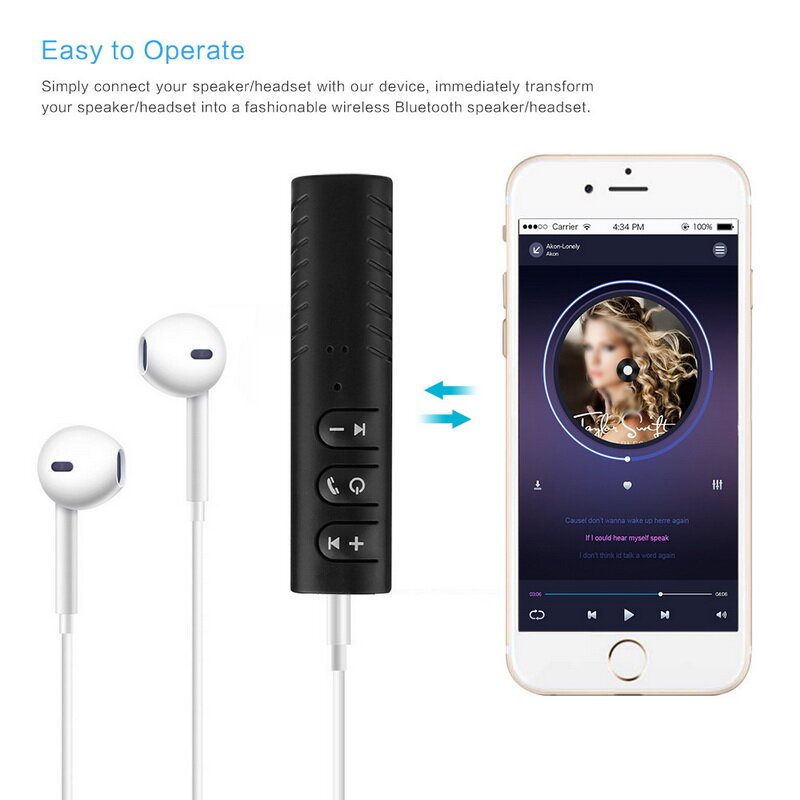 Récepteur Bluetooth adaptateur Audio sans fil Hi-fi avec pince arrière Support Microphone 3.5mm AUX adaptateur Bluetooth récepteur sans fil
