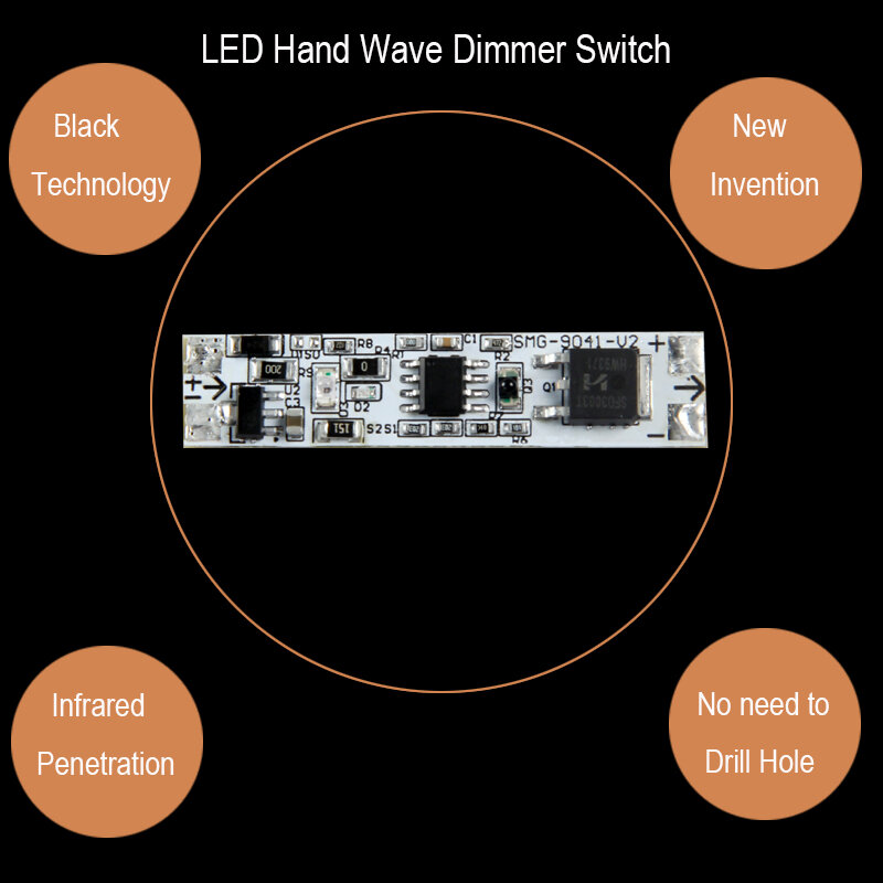 Led inteligente sensor de toque varredura onda da mão simples módulo interruptor dimmer 12v controlador potência pwm regulador para lâmpada luz tira pcba
