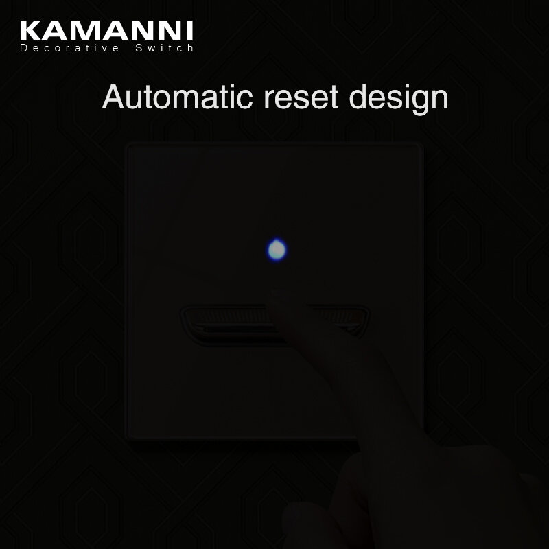 KAMANNI-interruptor de luz de lujo, estándar General, cristal templado, reinicio de paleta de vidrio, botón de empuje dorado, interruptores de pared, 220V, nuevo