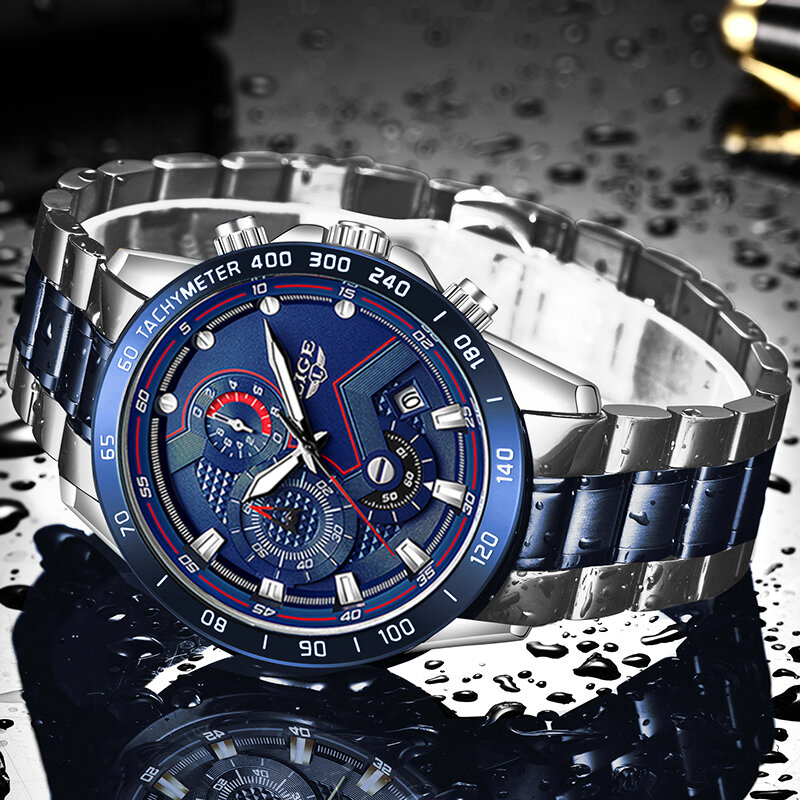 LIGE Luxury Original Men Sports orologio da polso cronografo in acciaio al quarzo orologio impermeabile grandi orologi Relogio Masculino per uomo