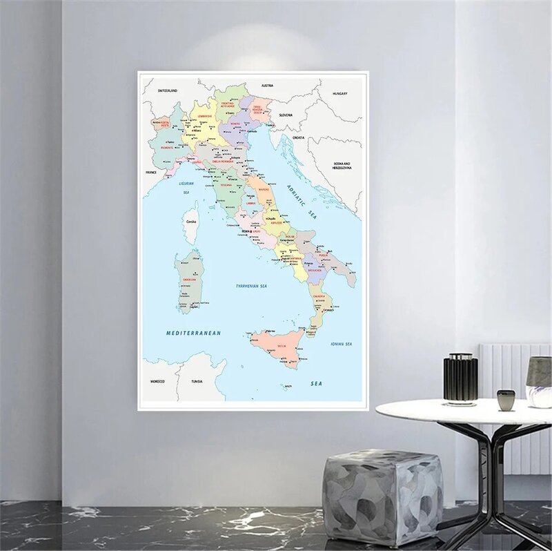 100*150 cm la mappa politica italiana In italiano grande Poster da parete tela Non tessuta pittura aula decorazioni per la casa materiale scolastico