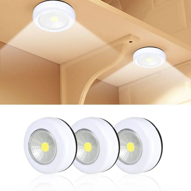3 sztuki COB światła podszawkowe LED z samoprzylepna naklejka bezprzewodowy lampa ścienna szafa szuflada do szafki szafa lampka nocna do sypialni