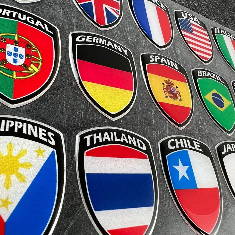 Pegatina de bandera reflectante 3D para motocicleta, calcomanía para coche, Reino Unido, Italia, Francia, Rusia, España, Brasil, Corea del Sur, Japón, Chile, Estados Unidos, Ucrania