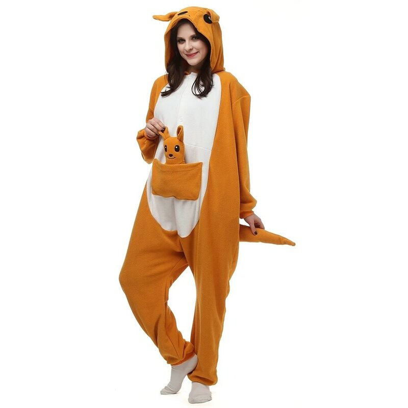 Кенгуру, осел, кролик, медведь, тигр, свинья, мультяшные костюмы, взрослые комбинезоны, пижамы, Женская домашняя одежда