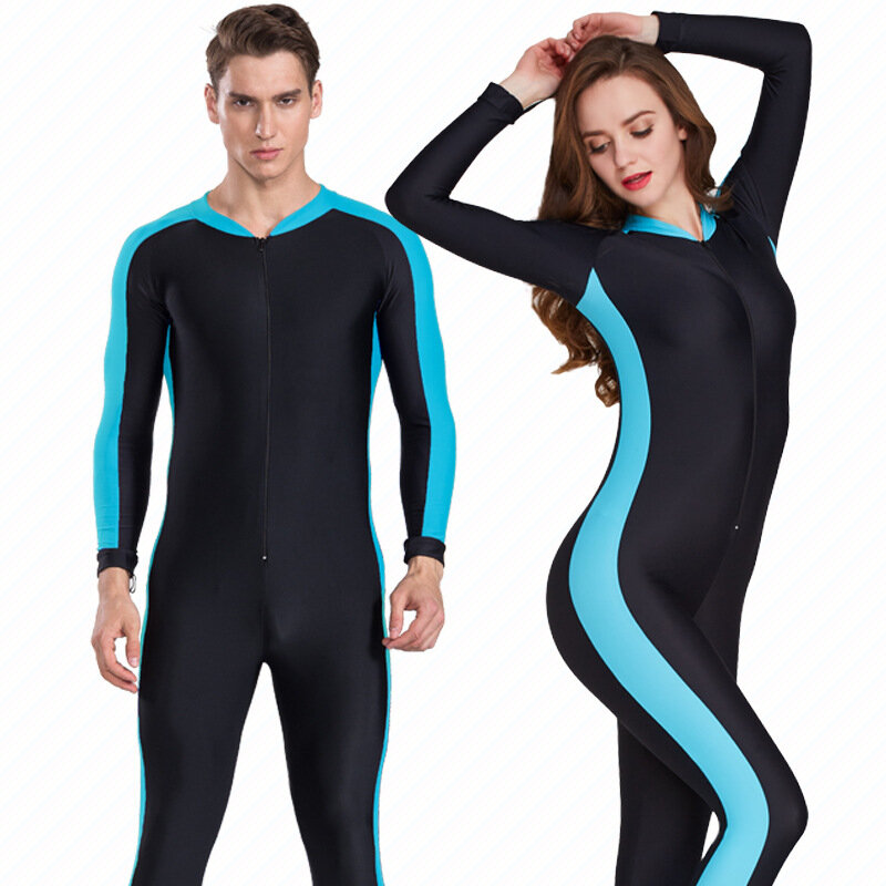 SBART UPF 50 + Lycra Diving Wetsuit anti UV one piece ruam pengaman lengan panjang baju renang surfing untuk Pria Wanita berjemur Melindungi