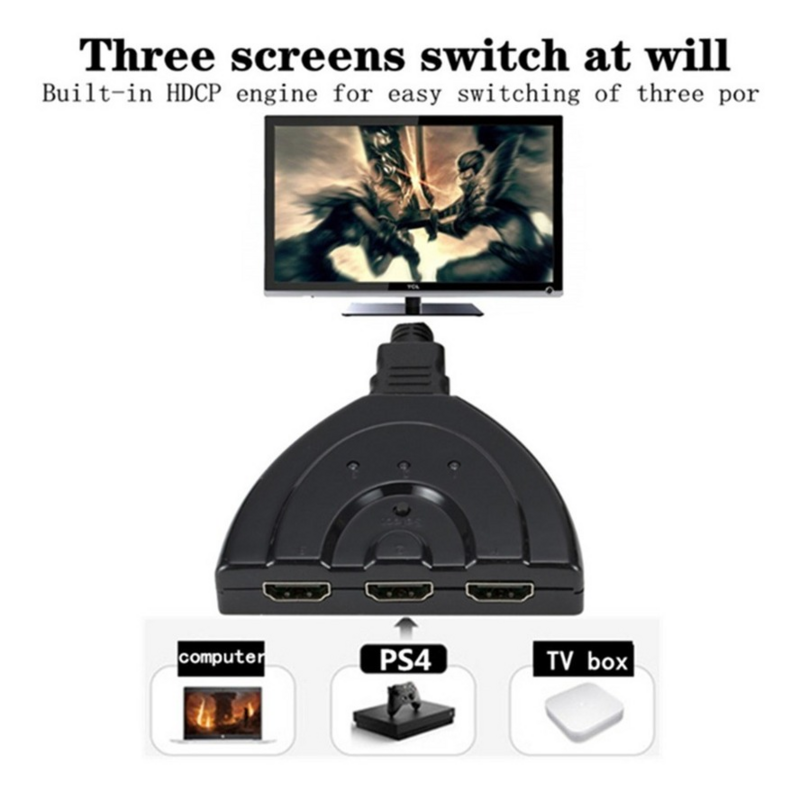 HD 3D Mini 3 Port HDMI-compatible Switch 1.4b 4K Switcher Splitter 1080P 3 in 1 out Port Hub for DVD HDTV Xbox  PS4 PS3