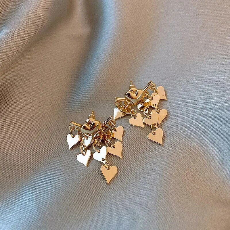 VENTFILLE Sterling Silver Fashion Multi Wearing Metal Heart Tassel Drop Earrings Jewelry Halloween Party Accessories For Woman