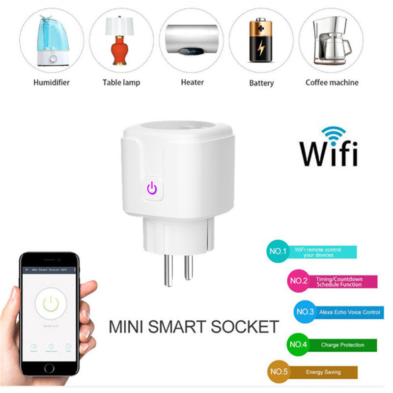 Wifi Smart Draadloze Plug Eu Ons Uk Adapter Remote Voice Control Power Energy Monitor Outlet Timer Socket Voor Alexa Google thuis