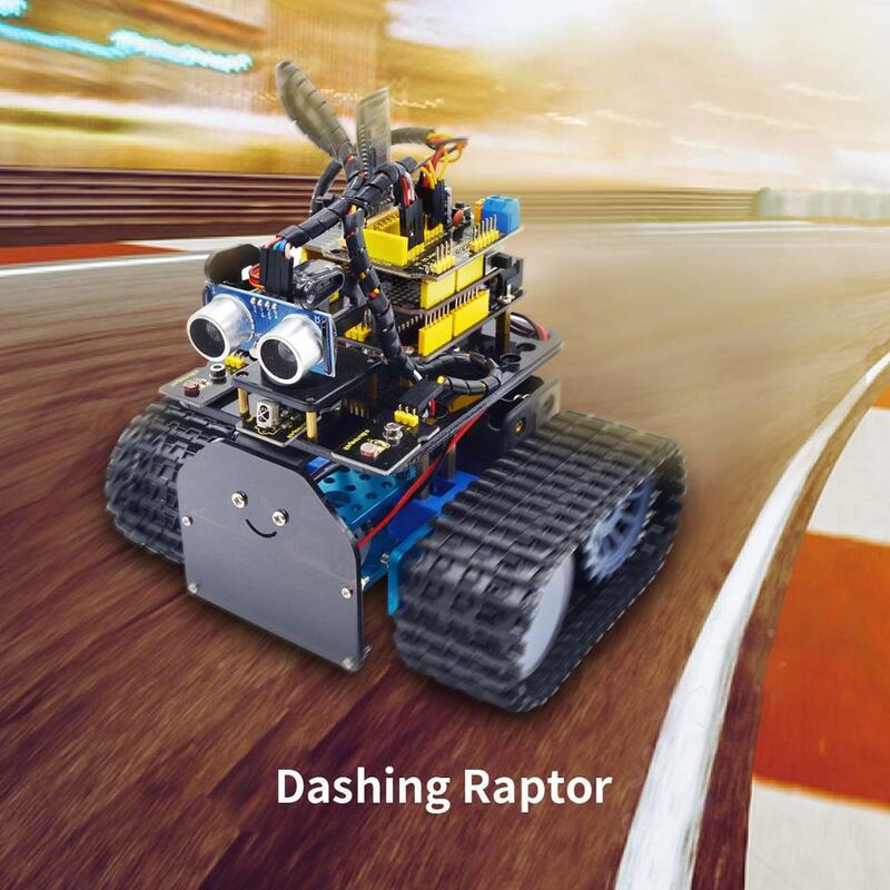 2020 novo atualizado! keyestudio diy mini tanque robô v2.0 kit carro robô inteligente para arduino robô haste/suporte ios & android app