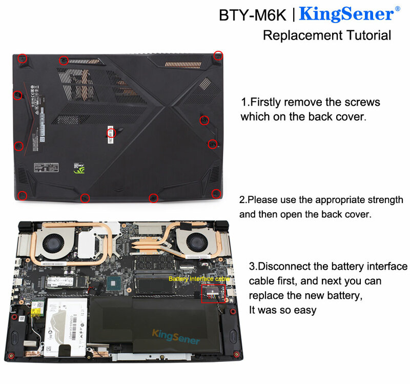 Kingsener BTY-M6K Pin Dành Cho Laptop Dành Cho MSI MS-17B4 MS-16K3 GF63 Mỏng 8RD 8RD-031TH 8RC GF75 Mỏng 3RD 8RC 9SC GF65 Mỏng 9SE/SX