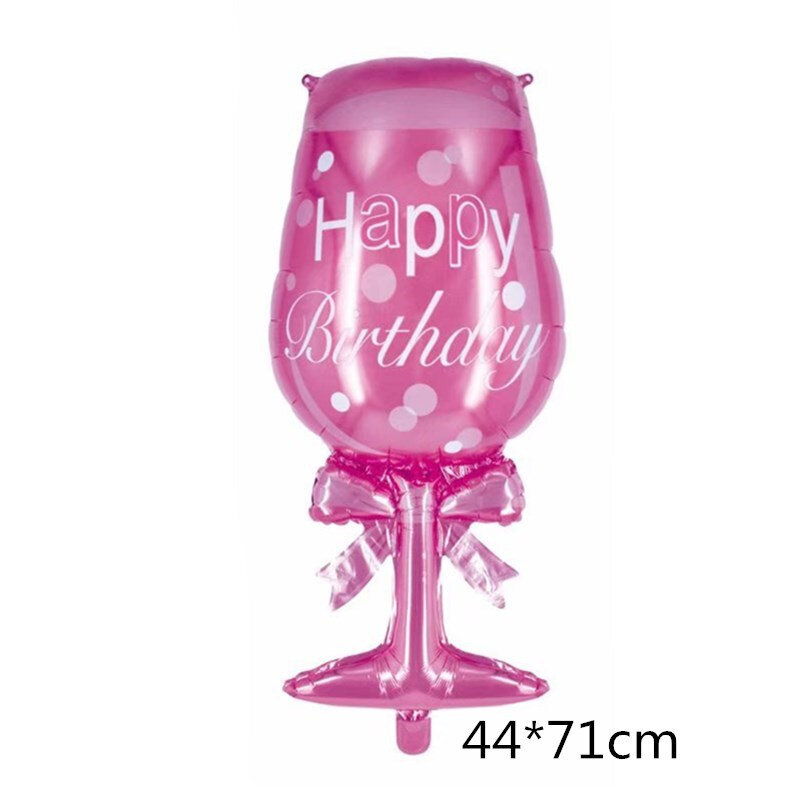 1pc buon compleanno bicchiere di vino palloncino palloncini Foil decorazioni per feste di compleanno forniture anniversario decorazione Globos